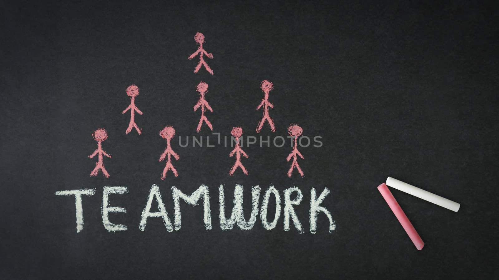 Teamwork Illustration with stick people.