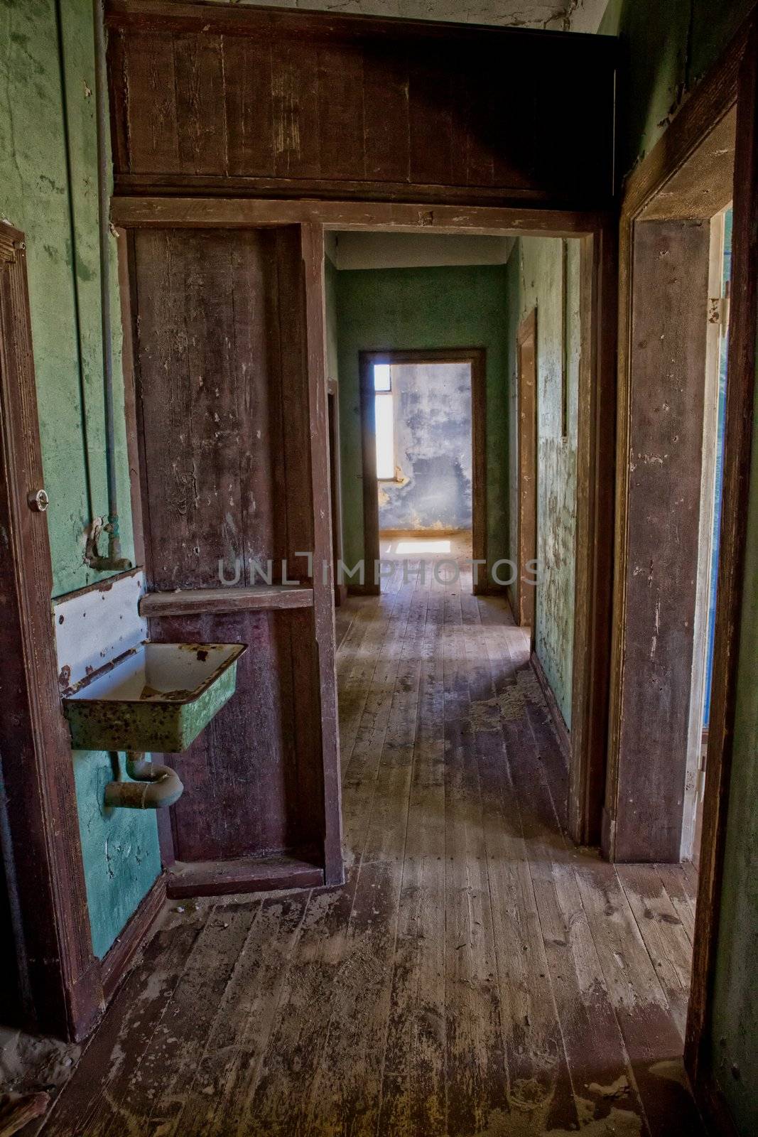 old house in kolmanskop's ghost town in namibia africa