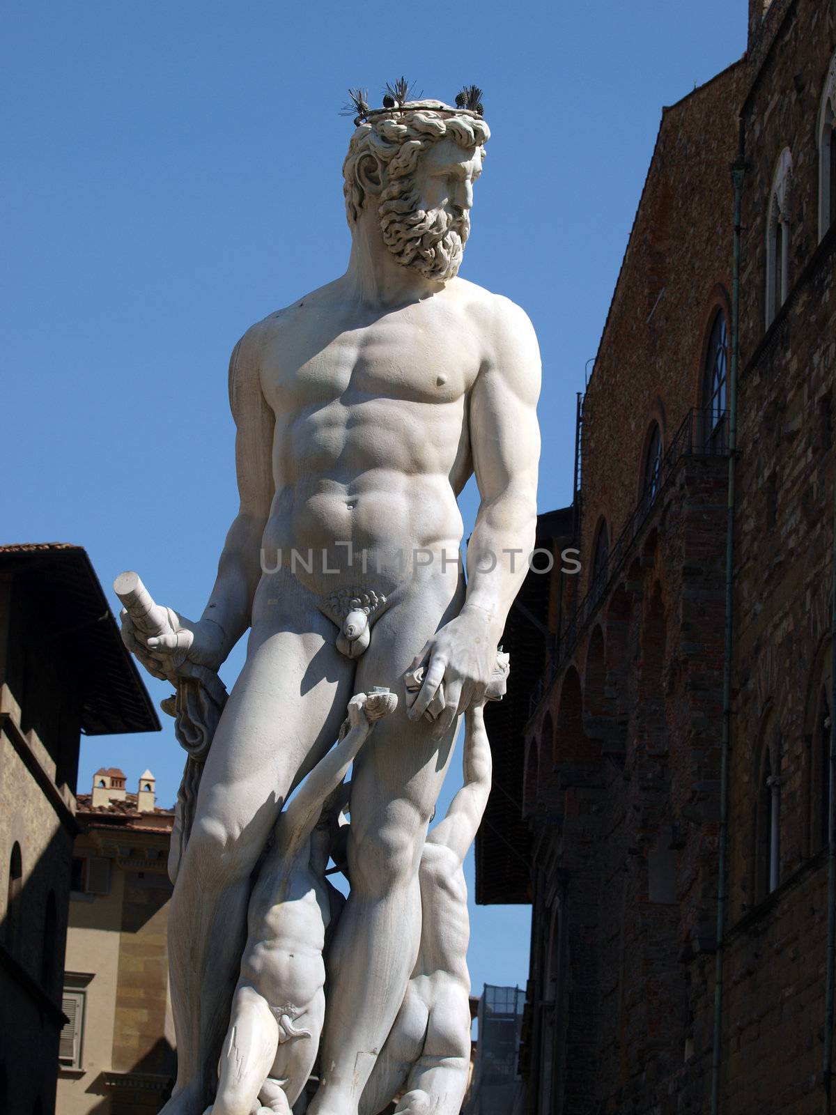 Statue of Neptune as part of the fountain on Piazza della Signoria in Florence, Italy