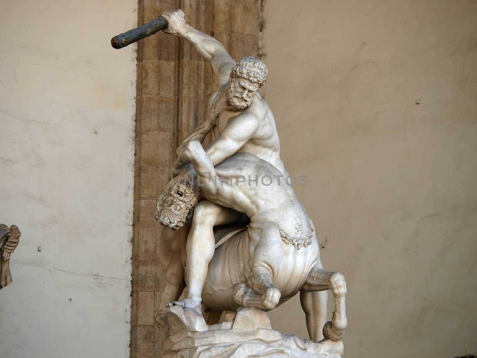 Florence - Hercules beating the Centaur Nessus. Jean de Boulogne and Pietro Francavilla Hercules beating the Centaur Nessus Sculpted from one solid block of white marble in 1599