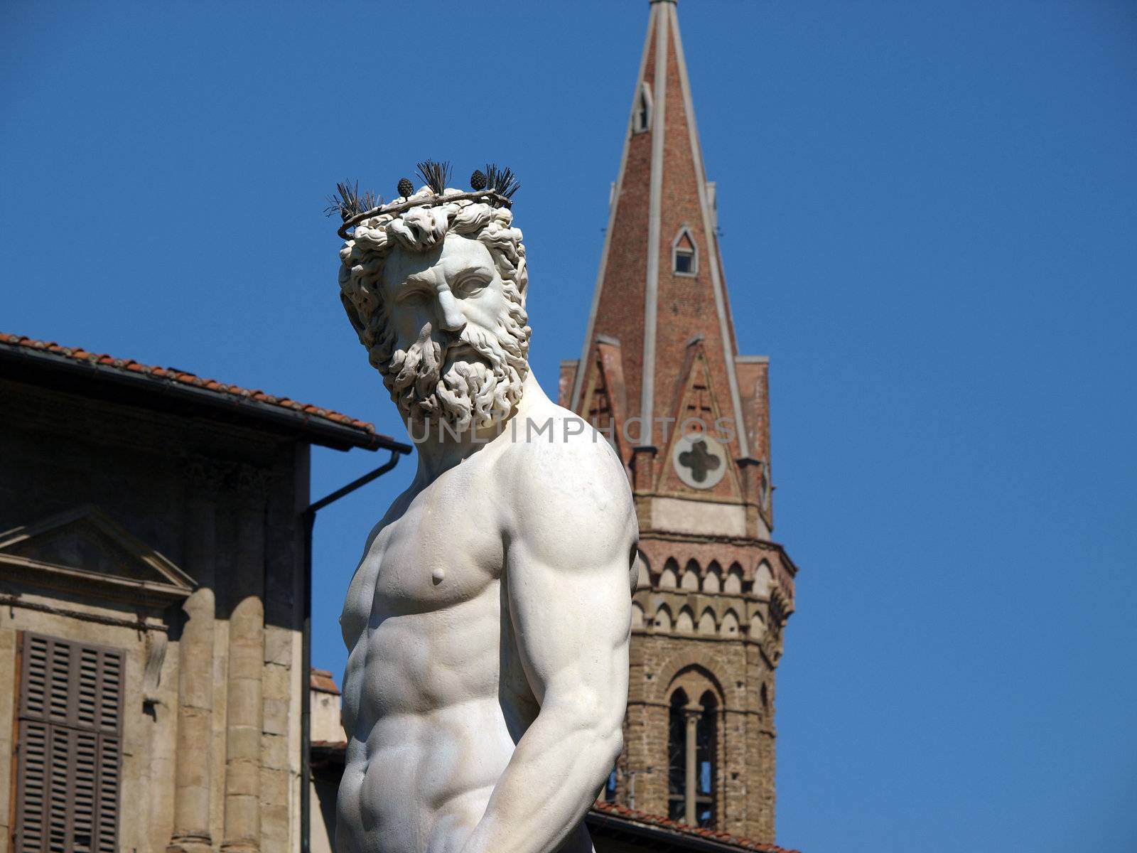 Statue of Neptune as part of the fountain on Piazza della Signoria in Florence, Italy