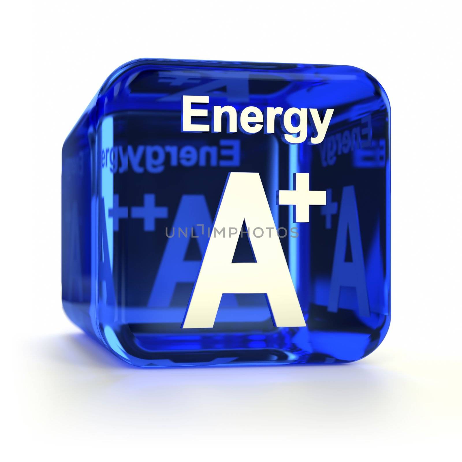 Blue energy efficiency A+ rating computer icon. Part of an icon set.