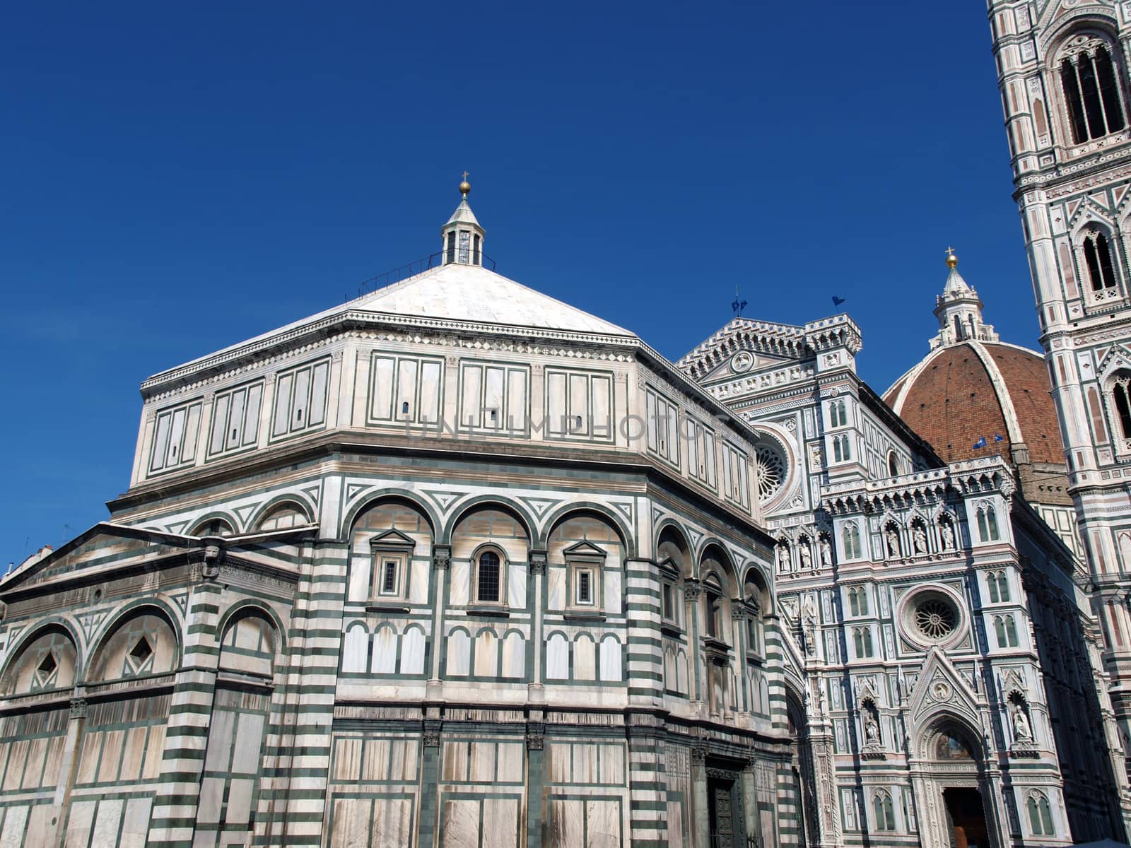 Florence - View of the Duomo and Baptistery .