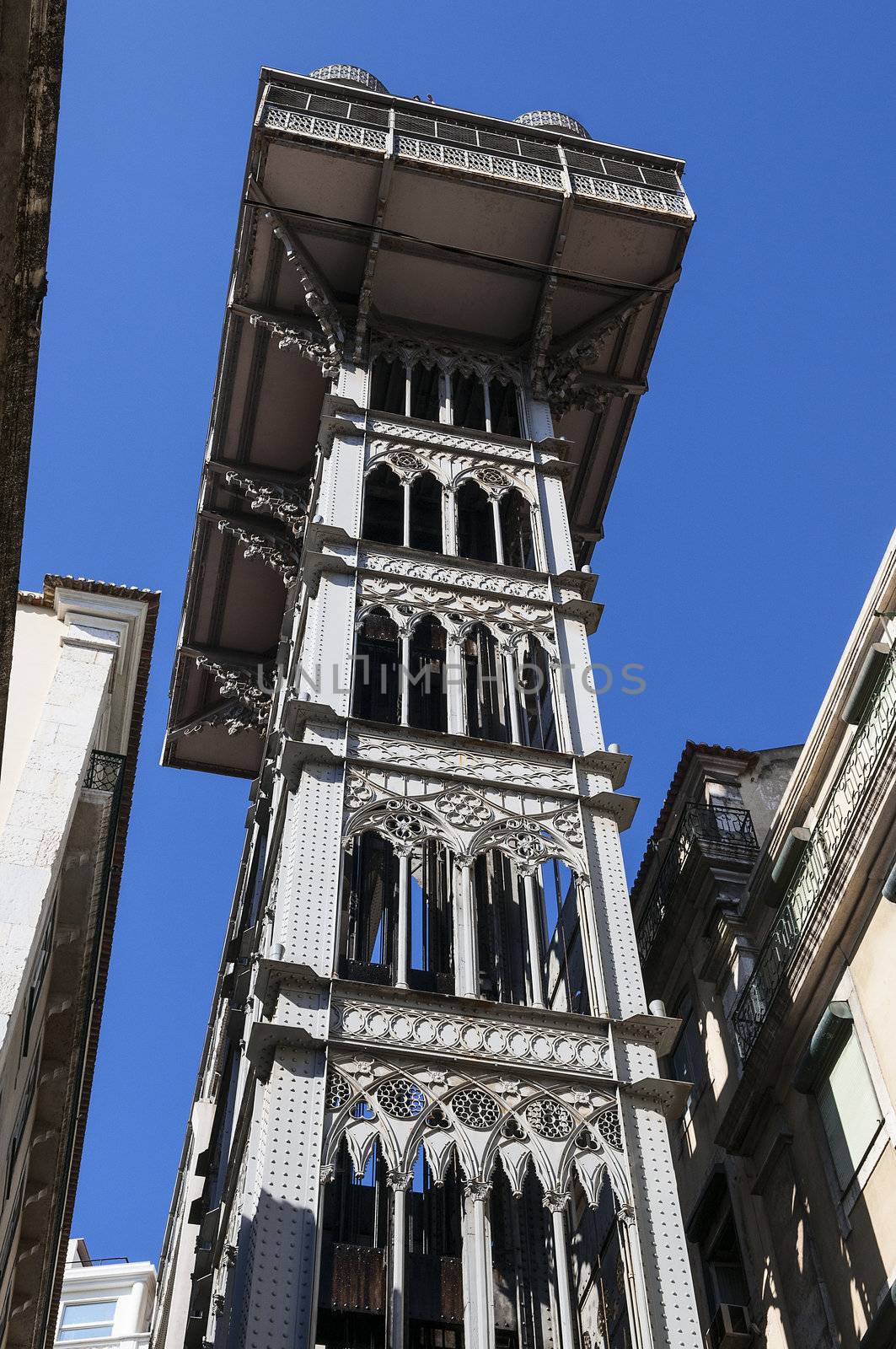 Santa Justa Lisbon city  elevator, Portugal, architectural detail