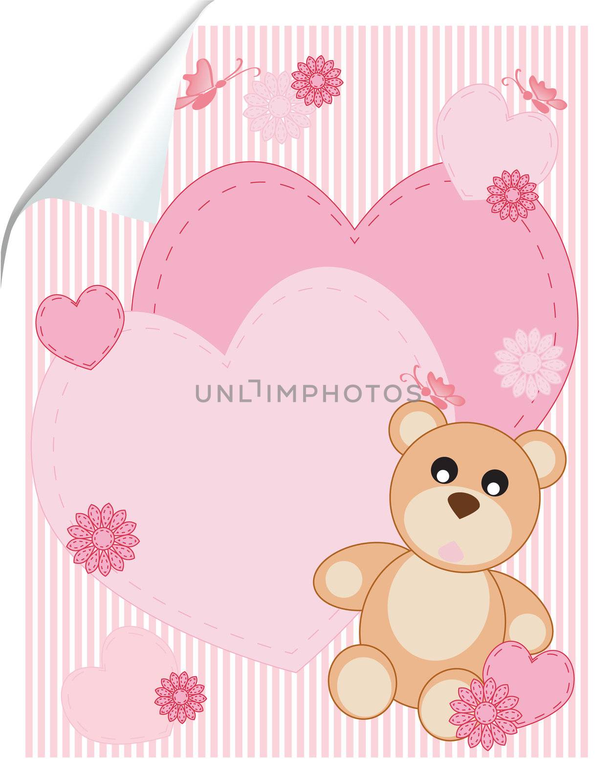 abstract background with hearts and bear by rodakm
