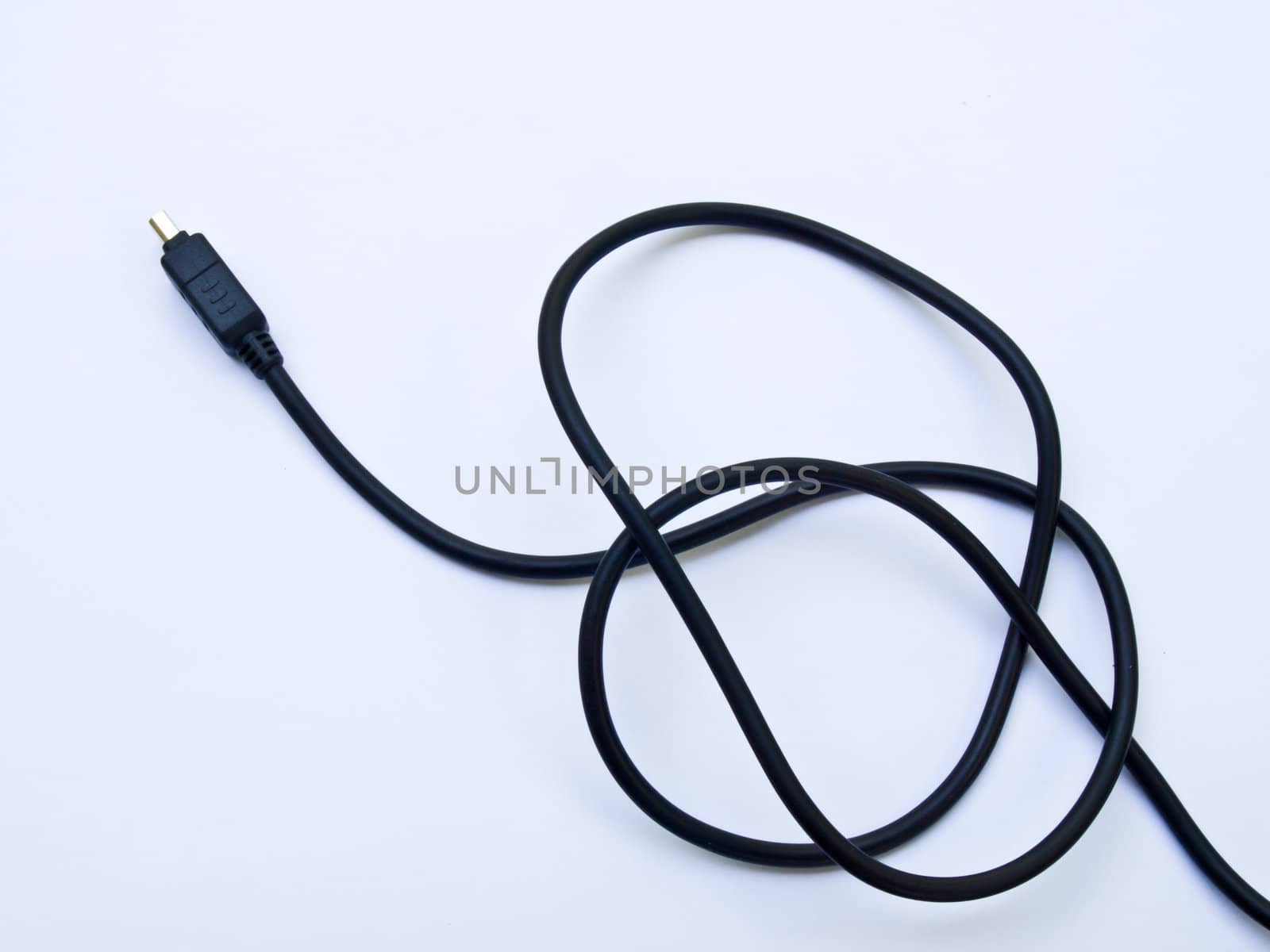 Black usb cable isolated on white background