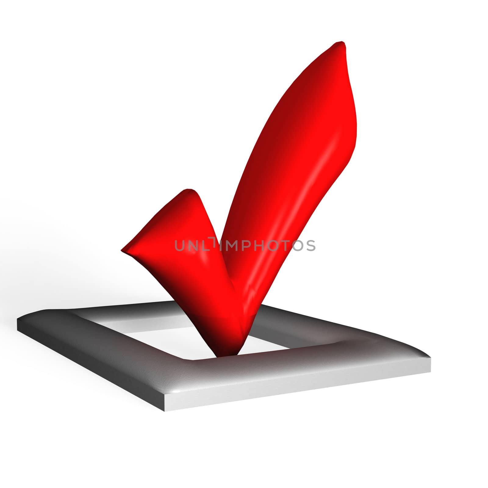 Red glossy Check mark on white background