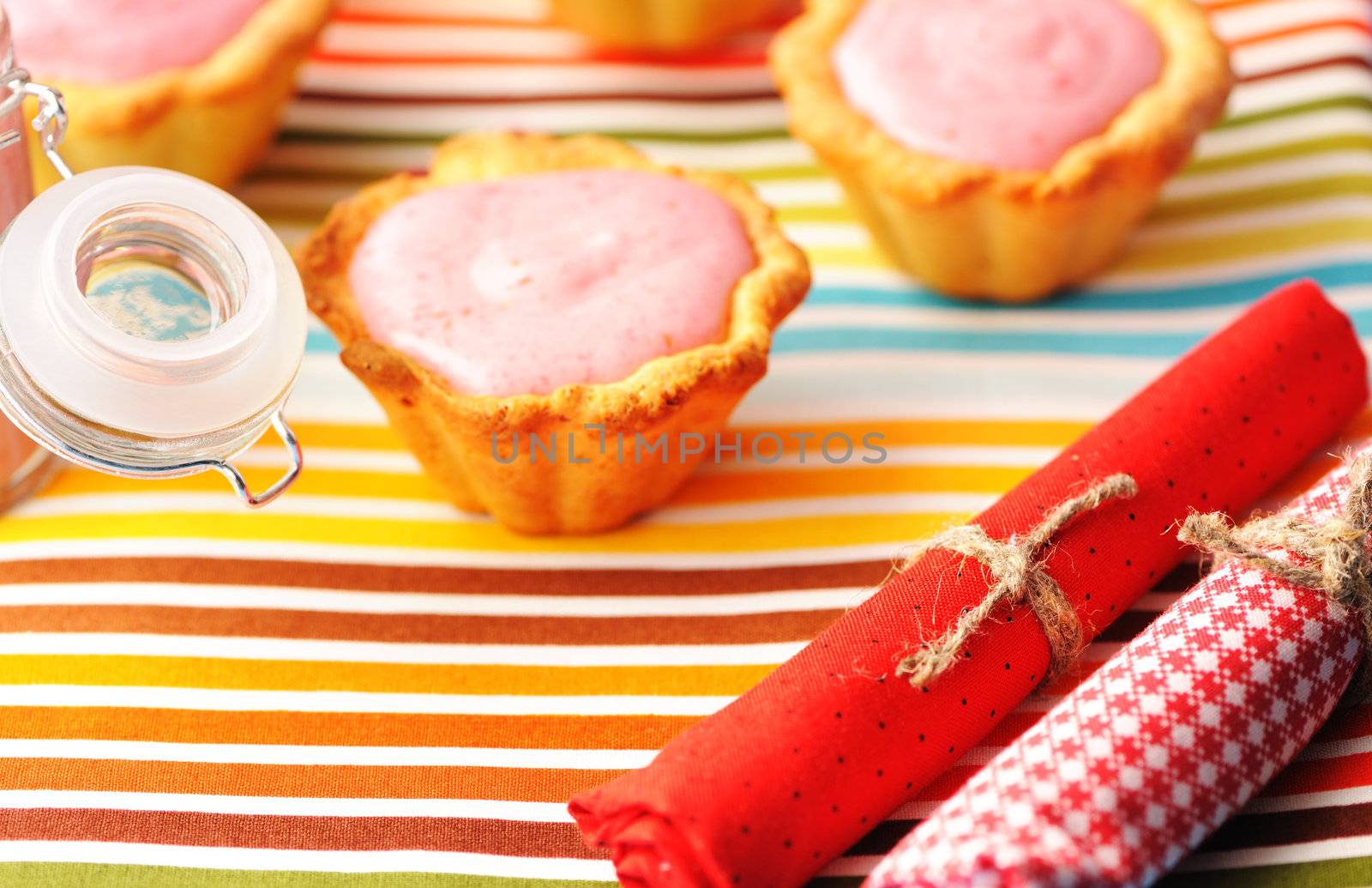 Cakes with raspberry yogurt dessert