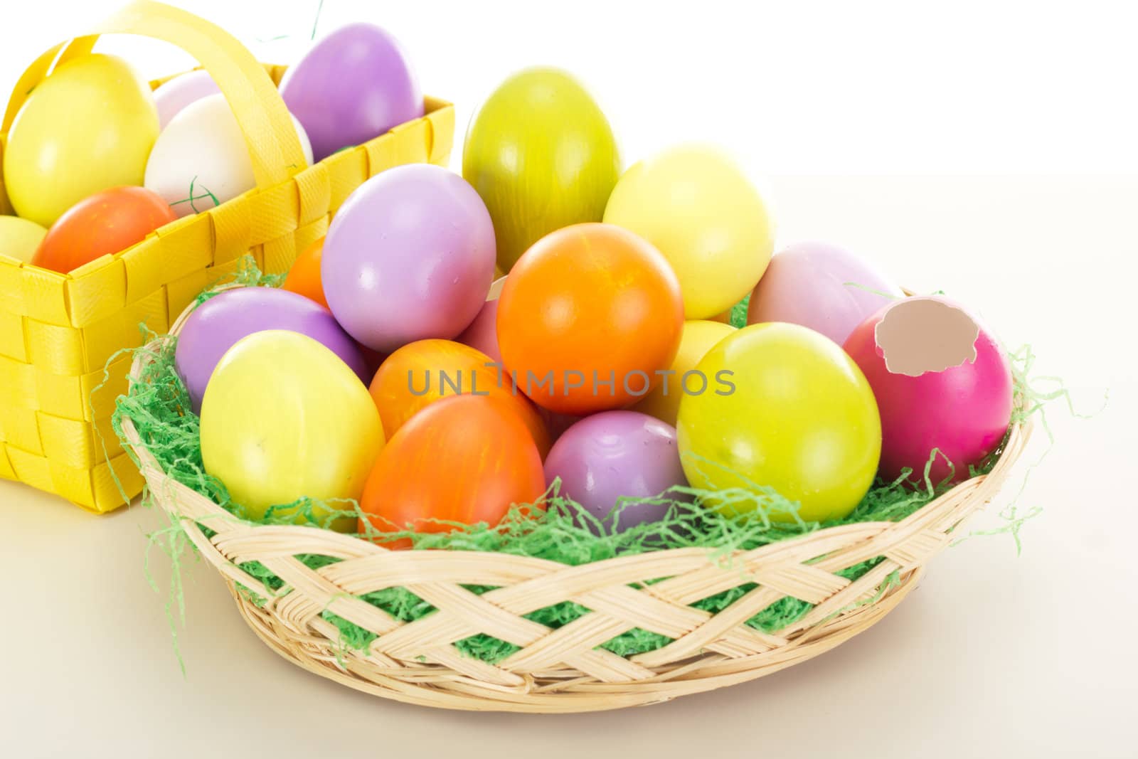 Easter eggs in baskets