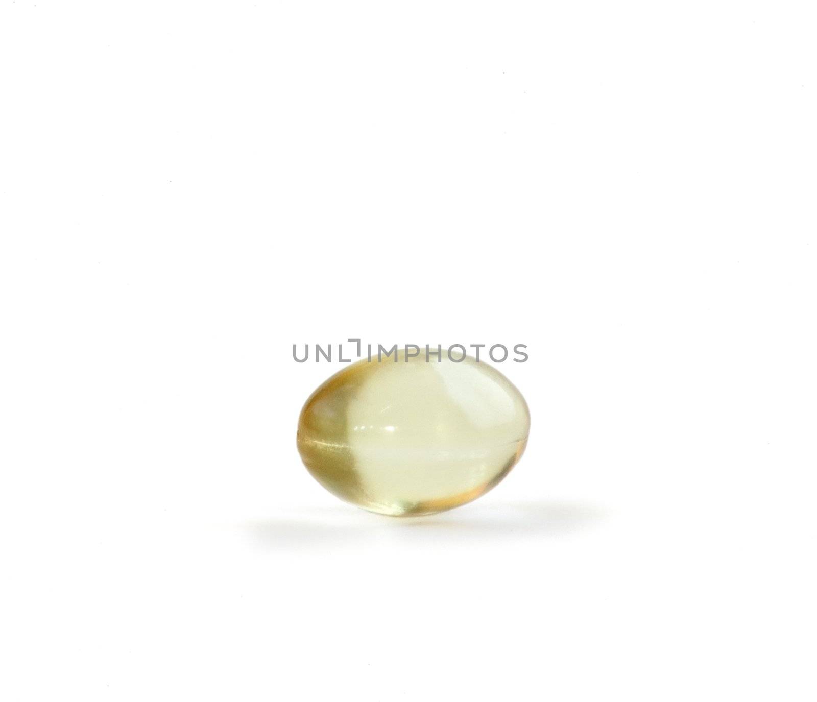 Vitamin E Gel Cap on Pure White Background