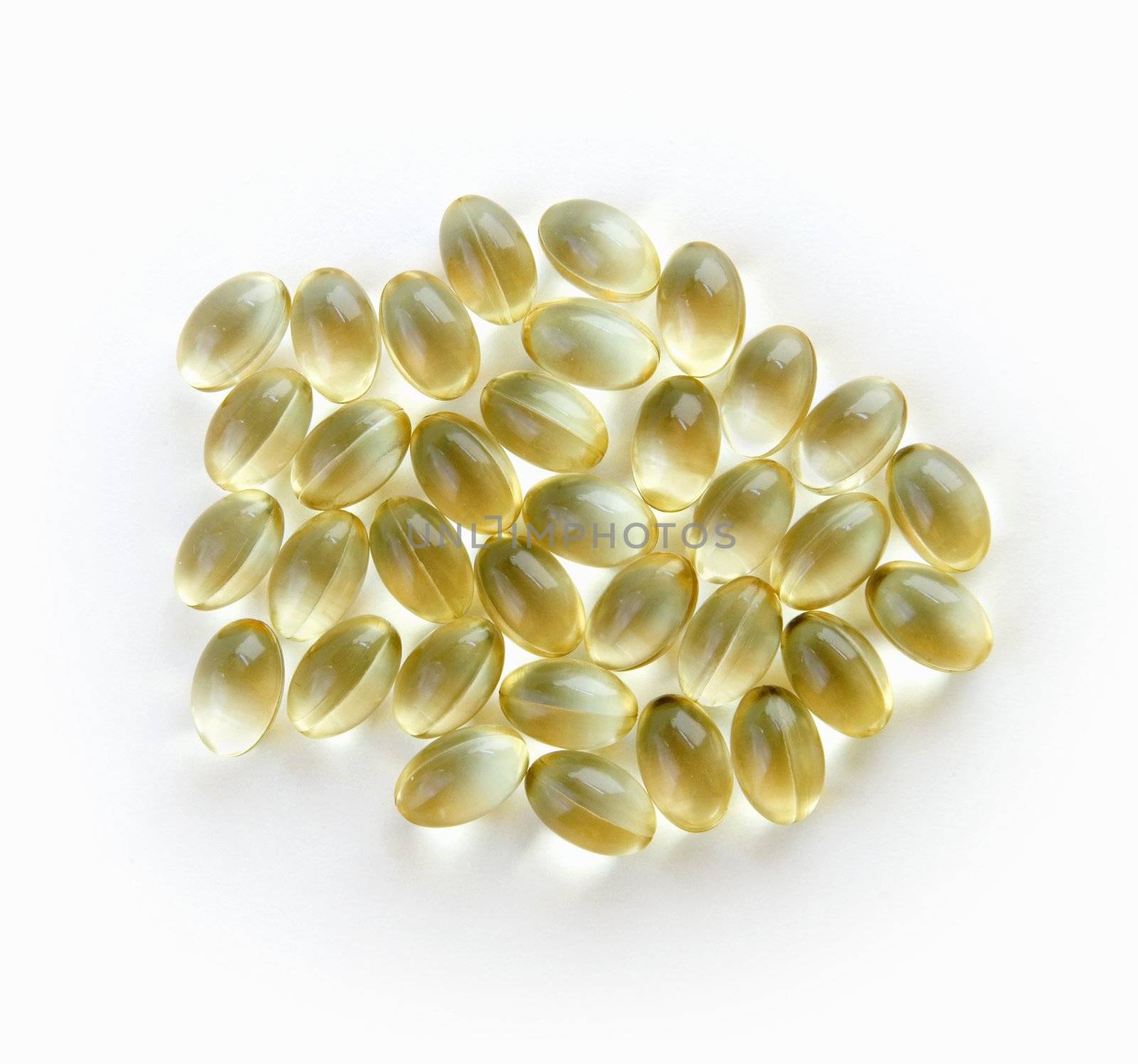 Vitamin E Gel Caps Isolated Against a Pure White Background