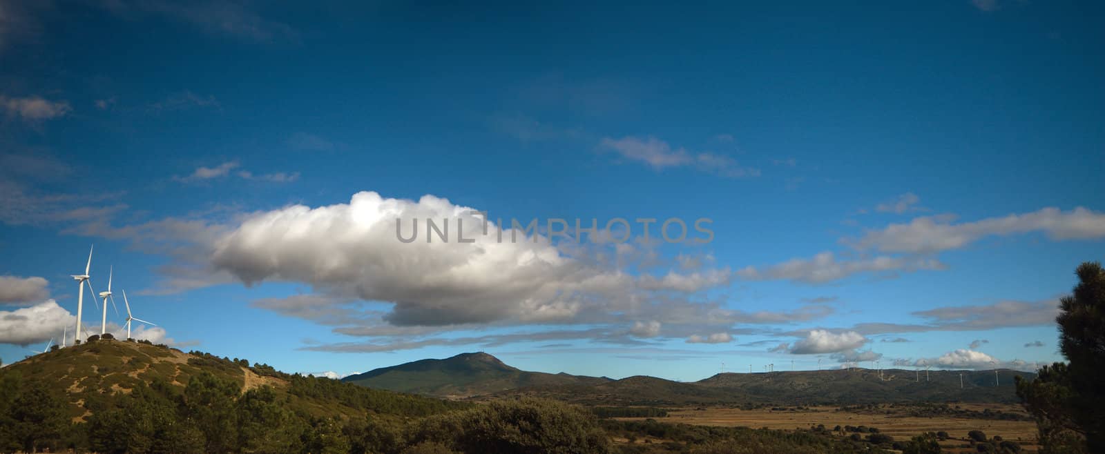 windmills under clouds sky in Spain. Canon 40D 10-22mm