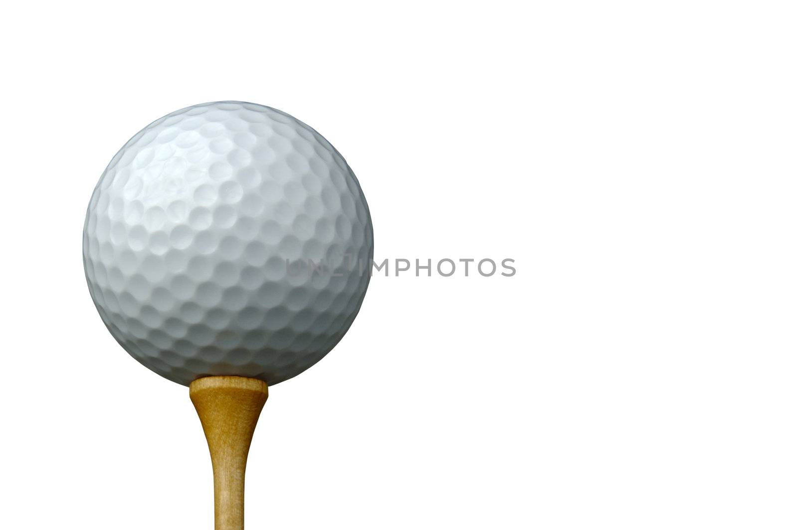 Golf Ball & Tee Isolated on A White Background