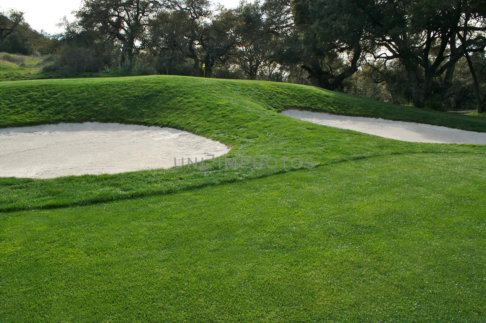 Abstract of golf course bunkers on a Spring Day 