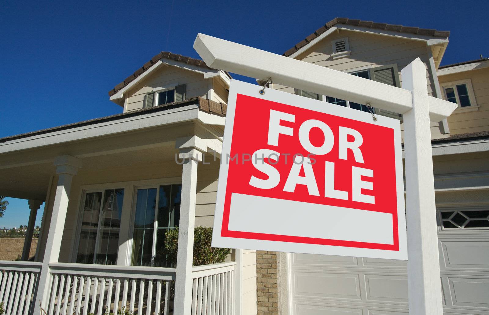 Home For Sale Sign in Front of New House