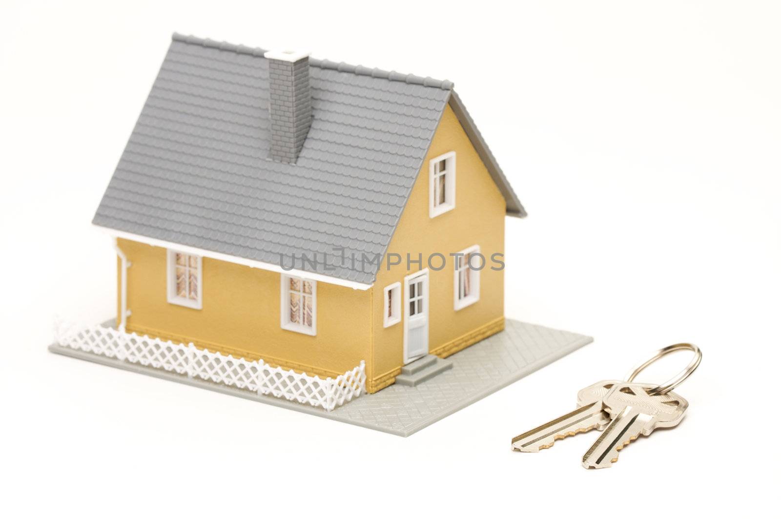 Keys and House isolated on a white background.