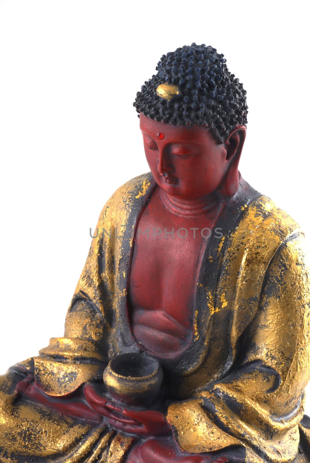 Red buddha isolated on a white background.