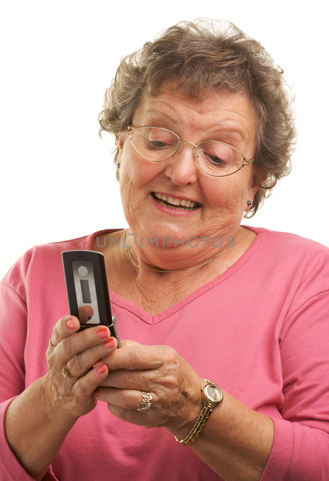 Senior Woman Using Cell Phone by Feverpitched