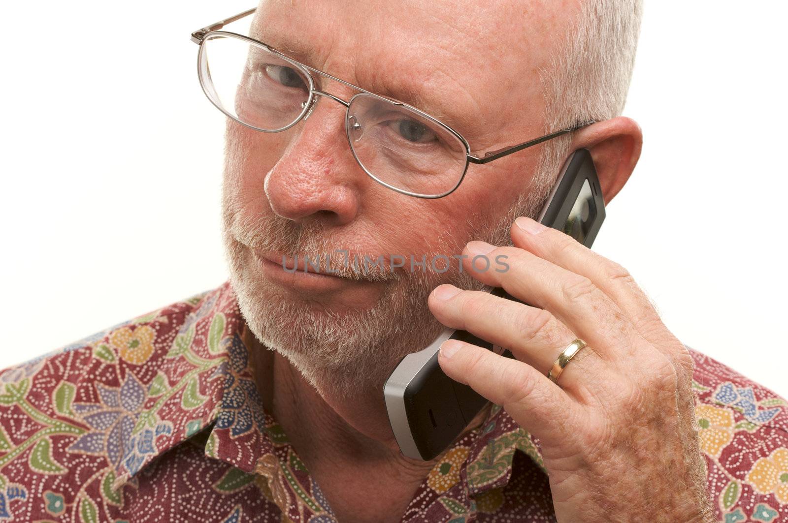 Senior Man Using Cell Phone by Feverpitched