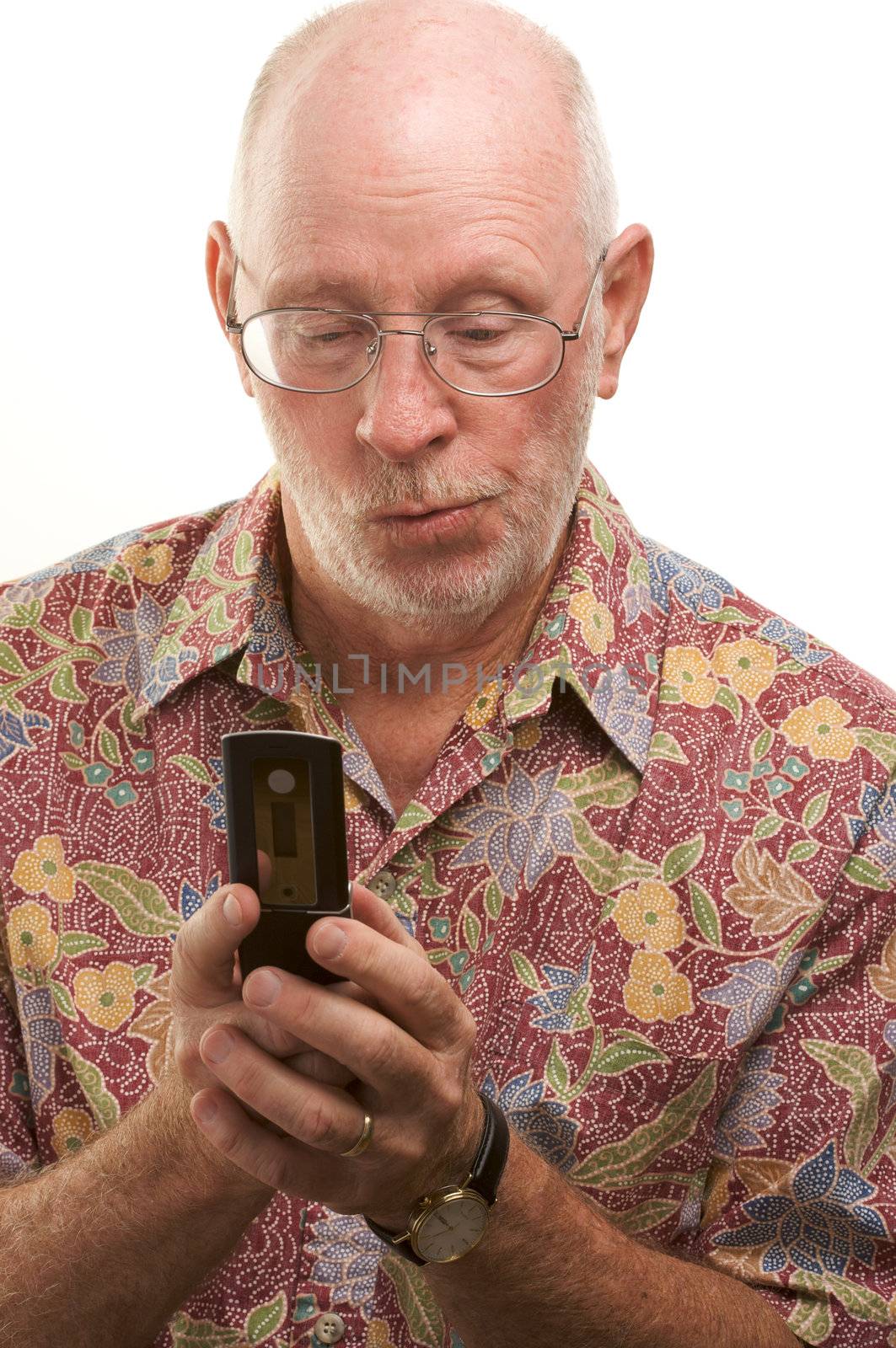Senior Man Using Cell Phone by Feverpitched