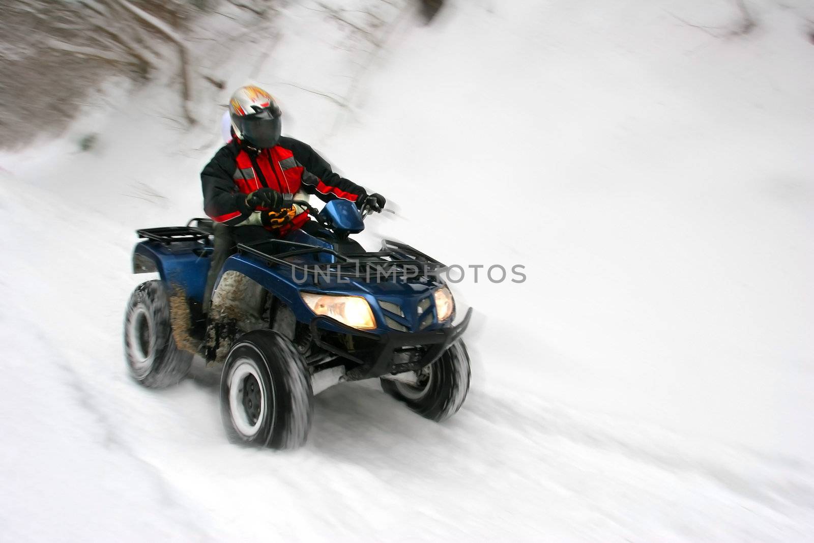 Riding with an All Terrain Vehicle on snow