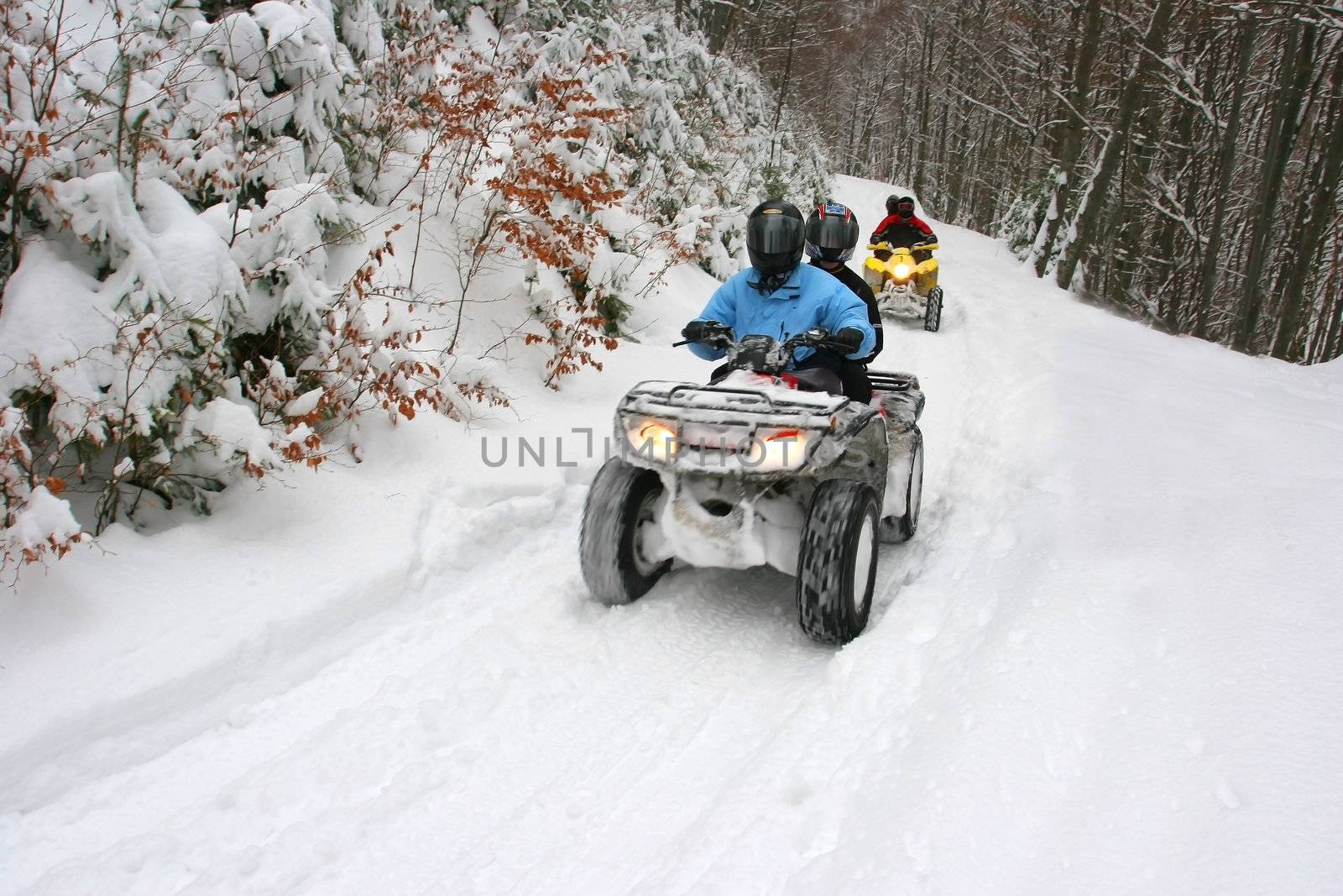 Riding with an All Terrain Vehicle on snow