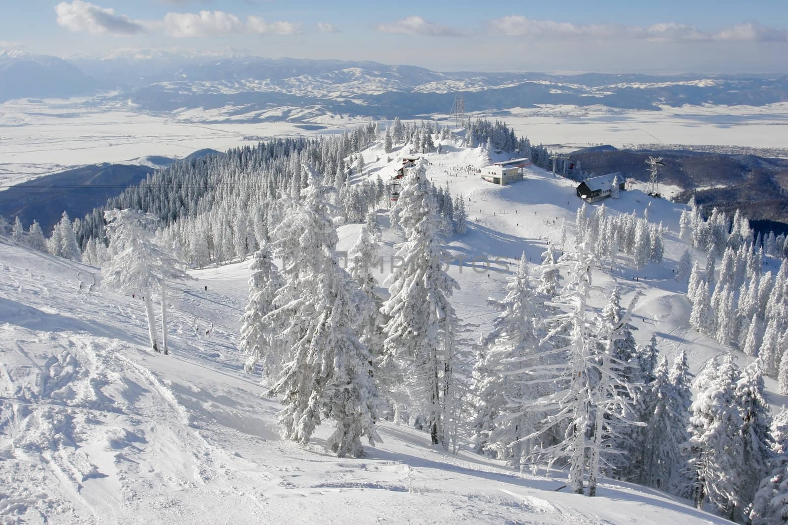 Winter vacation place panoramic view