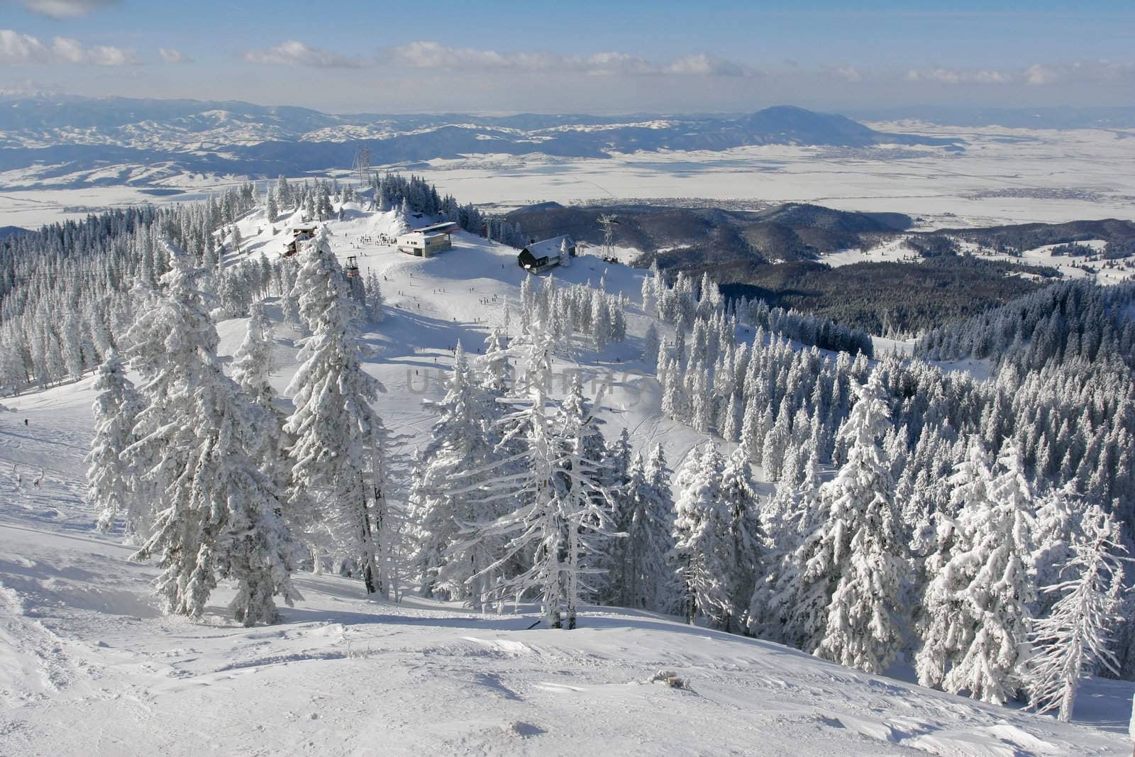 Winter vacation place panoramic view