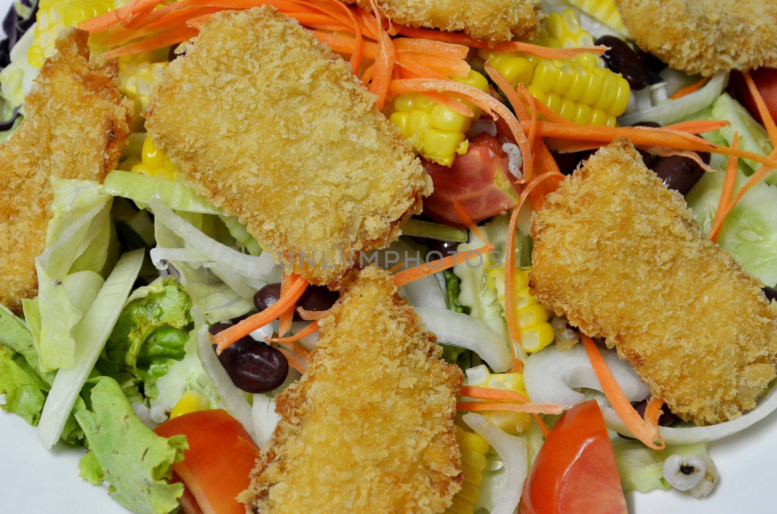  pork cutlet with healthy vegetable salad 