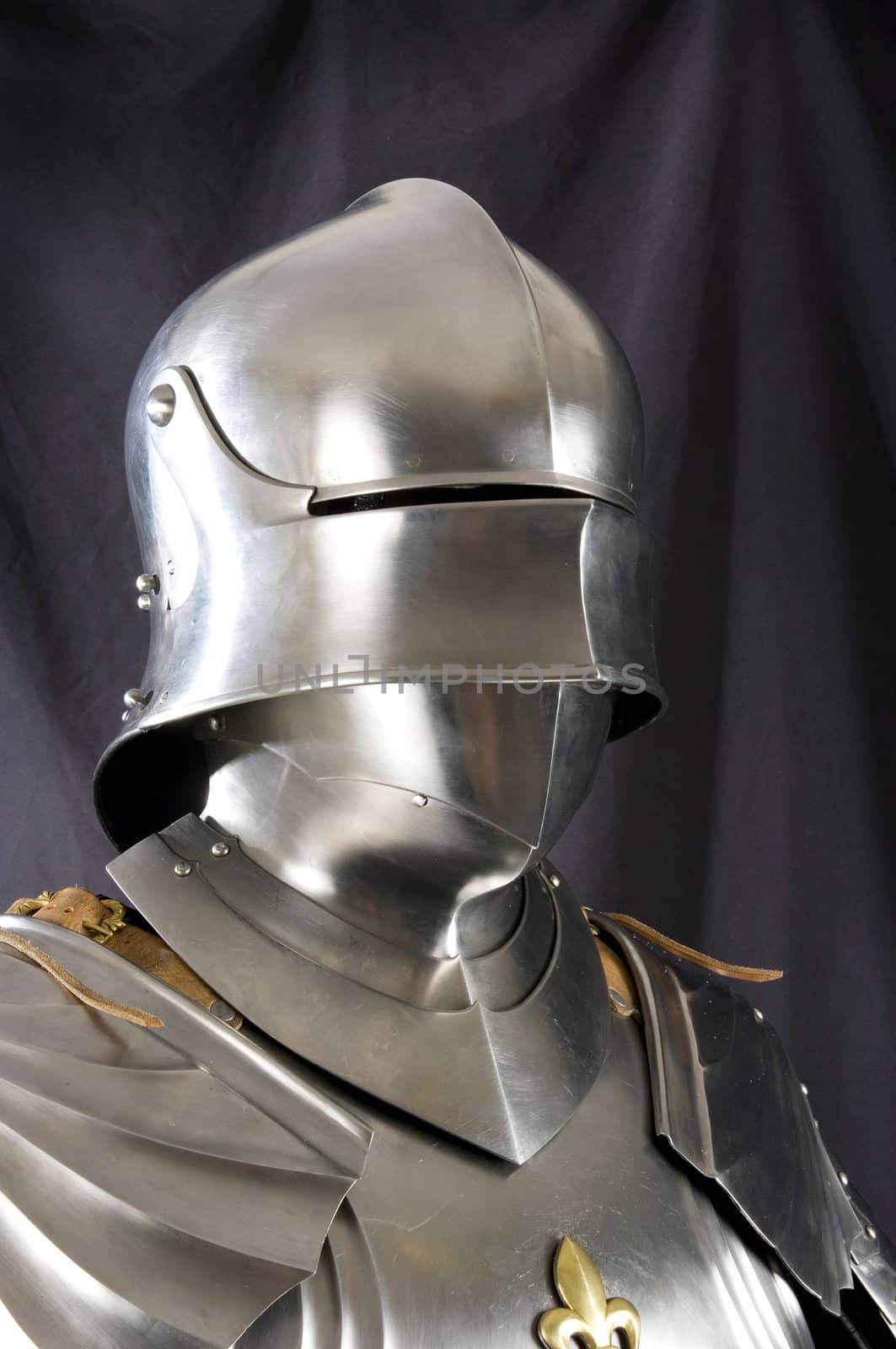 Armour of the medieval knight. Metal protection of the soldier against the weapon of the opponent