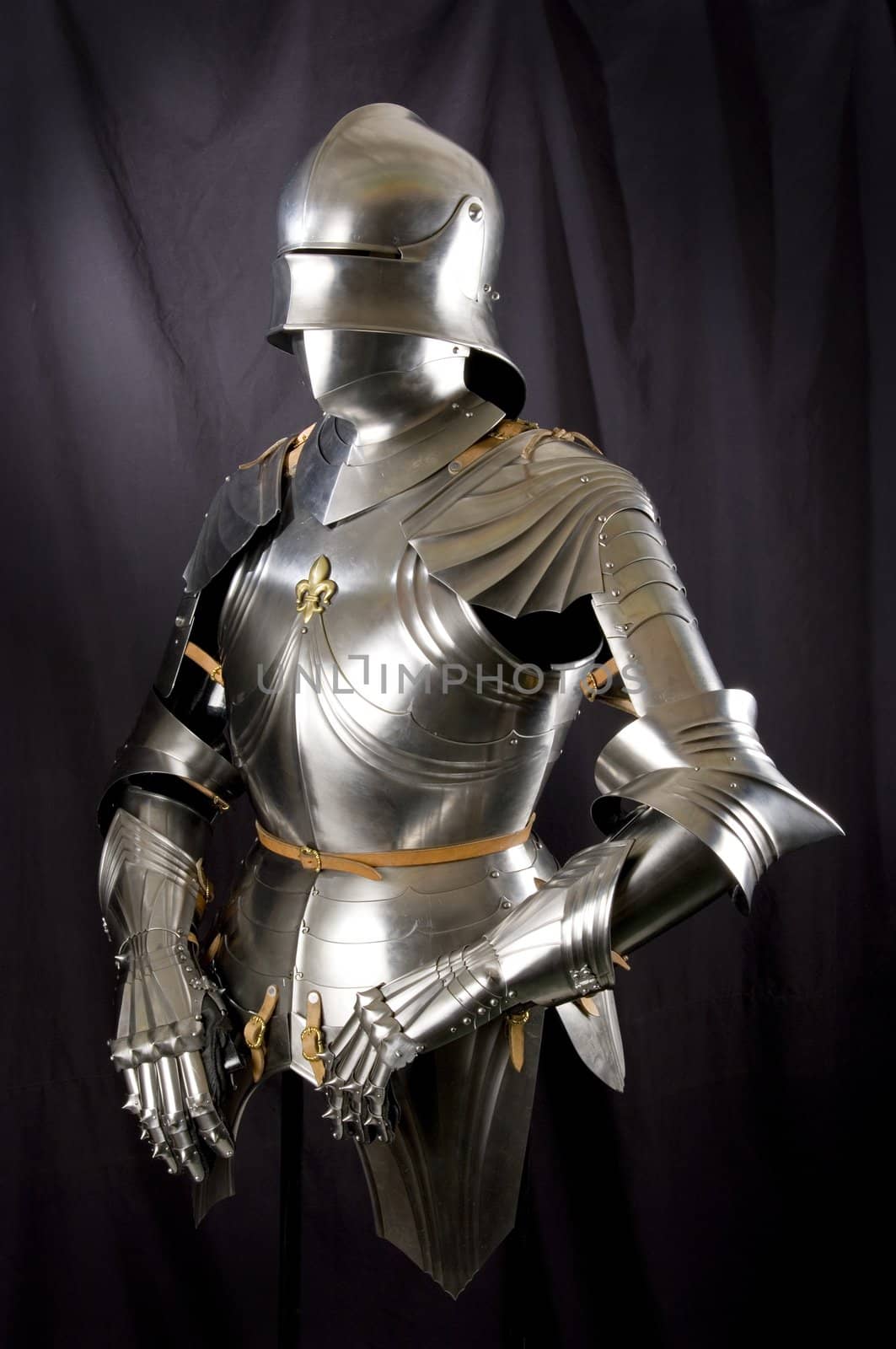 Armour of the medieval knight. Metal protection of the soldier against the weapon of the opponent