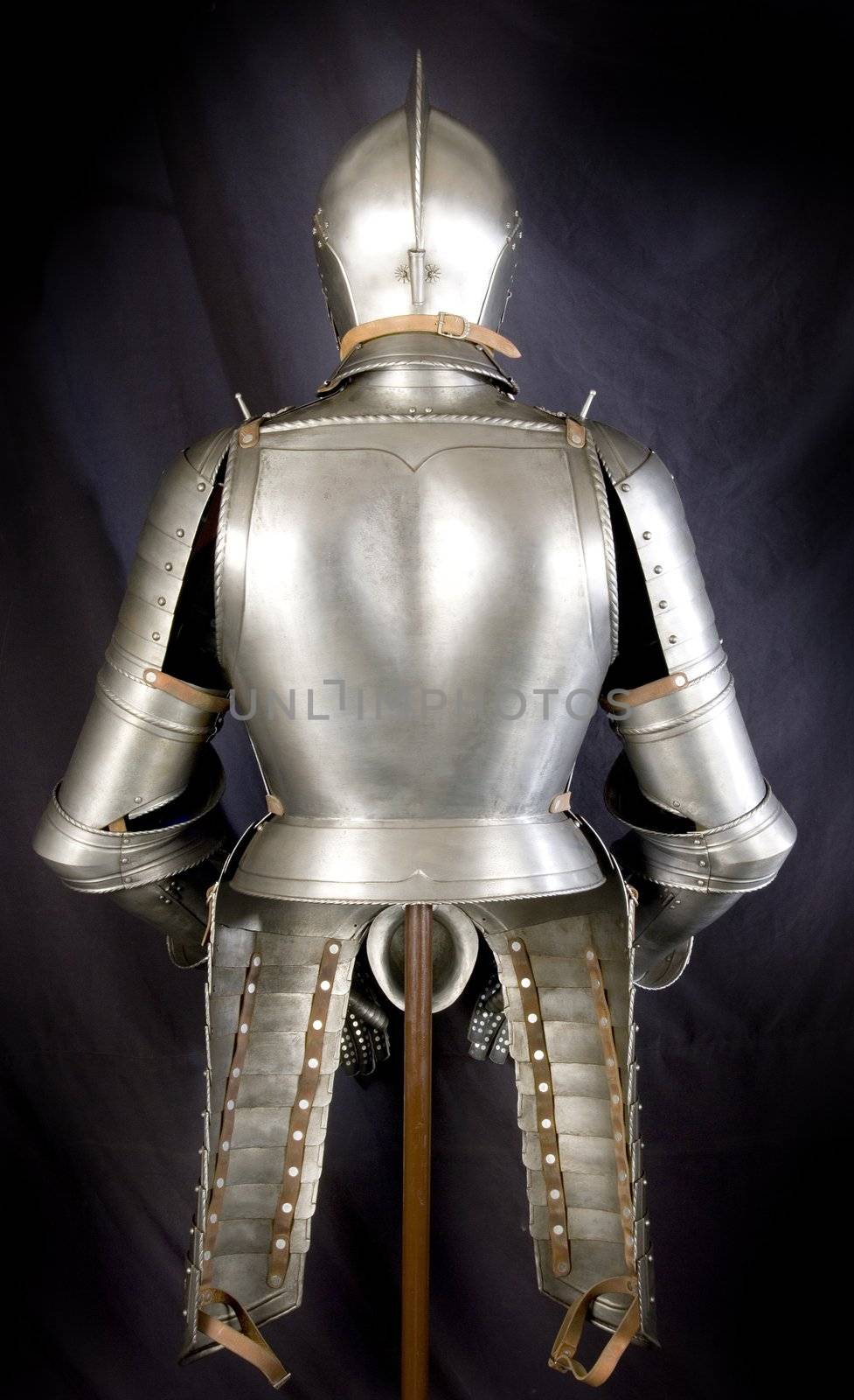 Armour of the medieval knight. Metal protection of the soldier against the weapon of the opponent