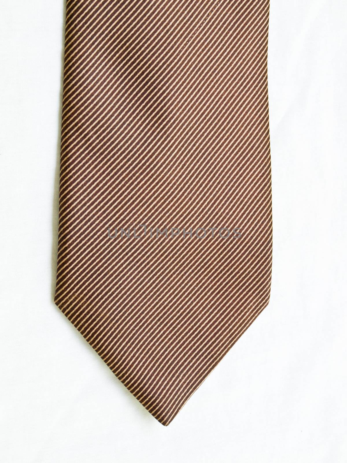 A striped red and white tie isolated on white background.