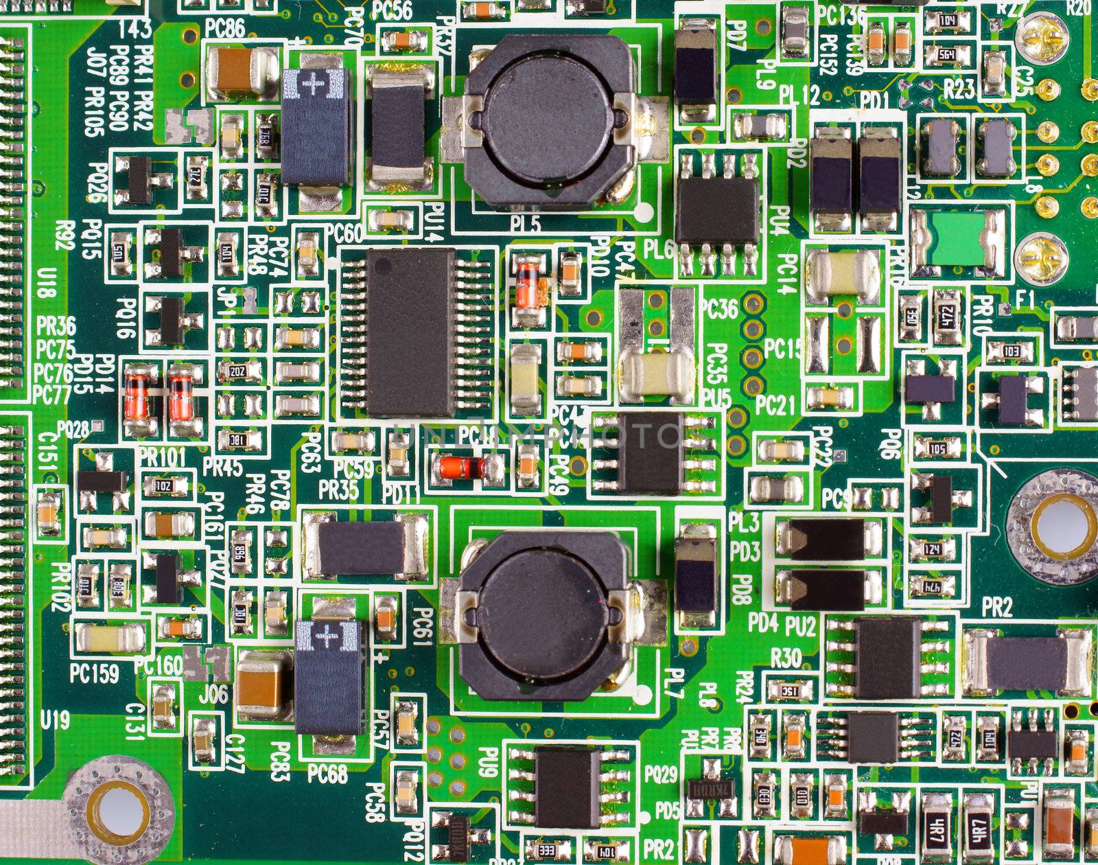 Computer PCB with electronic components