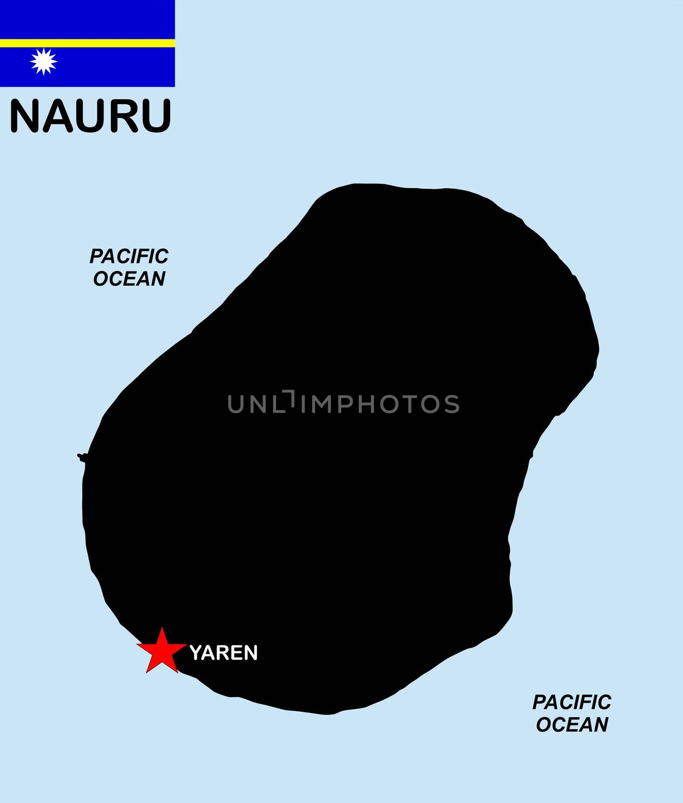 very big size nauru black map with flag