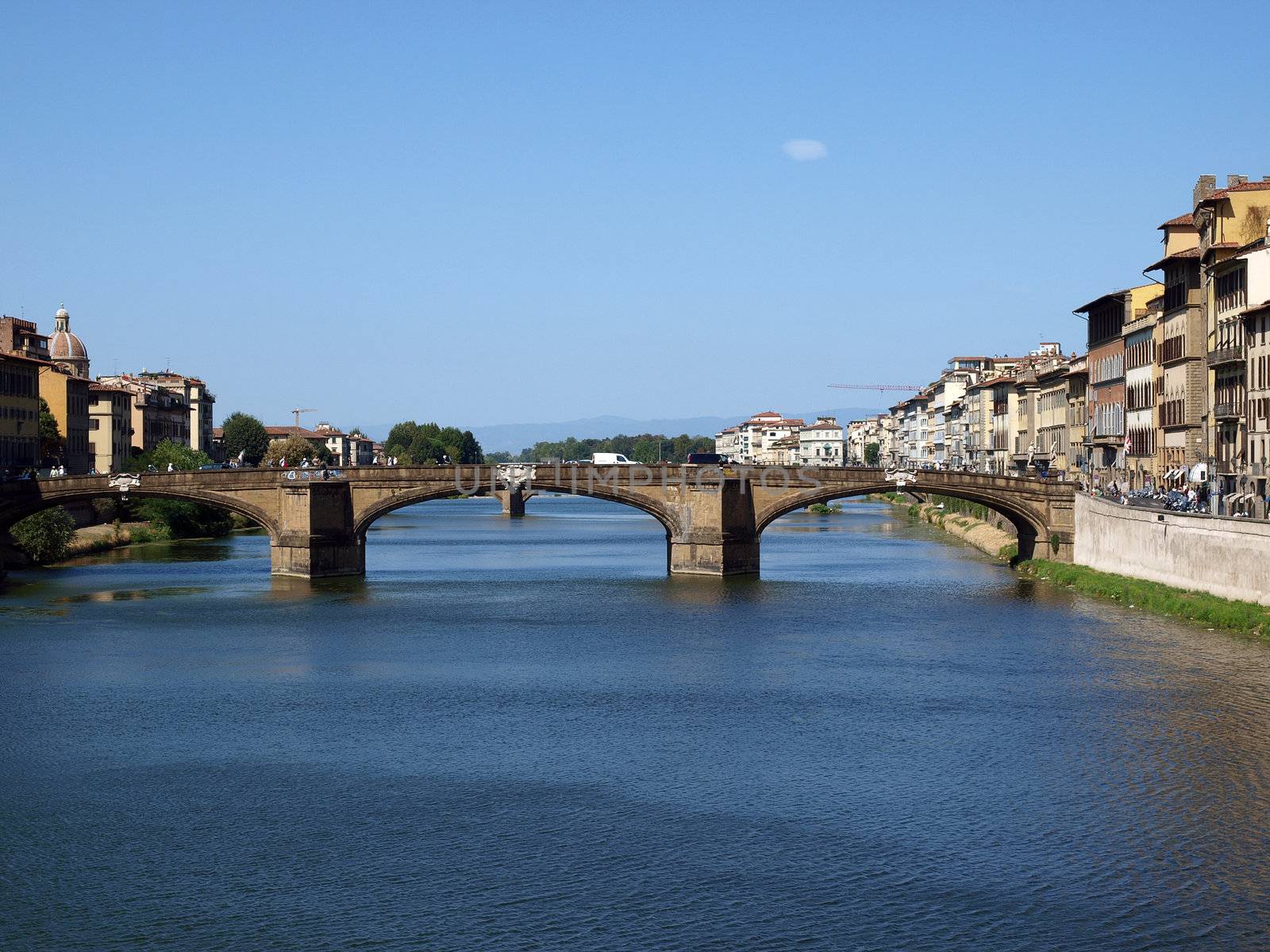 Florence - the Arno river seen from Ponte Vecchio 
