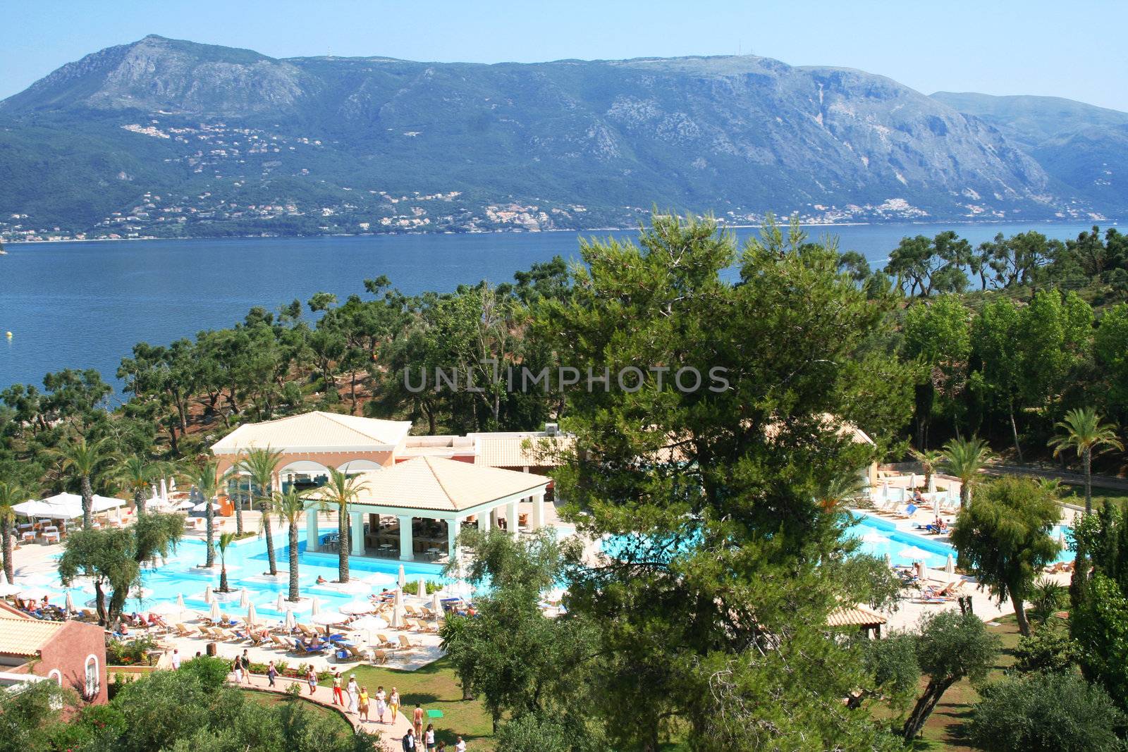 Greece. Corfu. Pool in the hotel on the beach