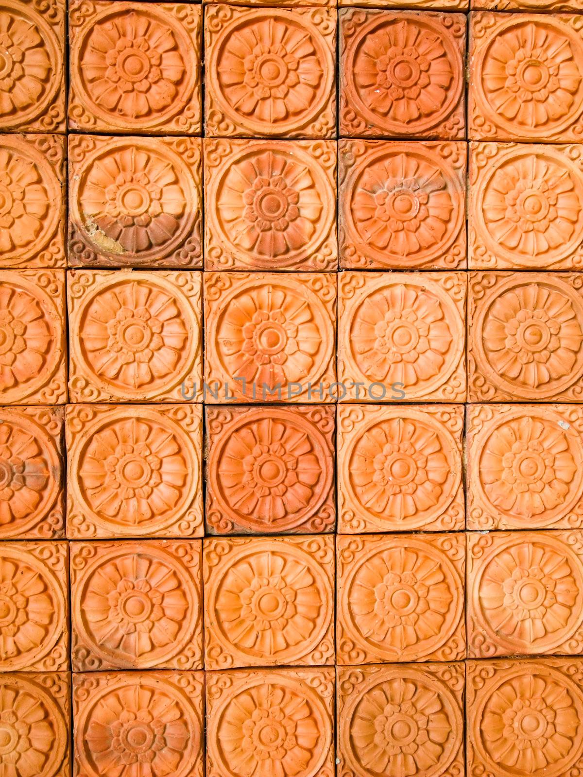 Thai traitional clay wall tiles