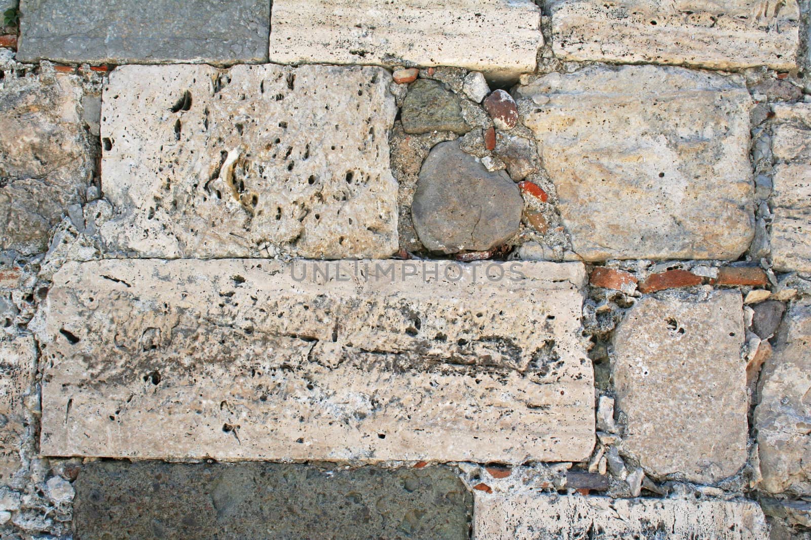 Greece. Kos. Part of castle's wall . Abstract old stone wall can use as background 