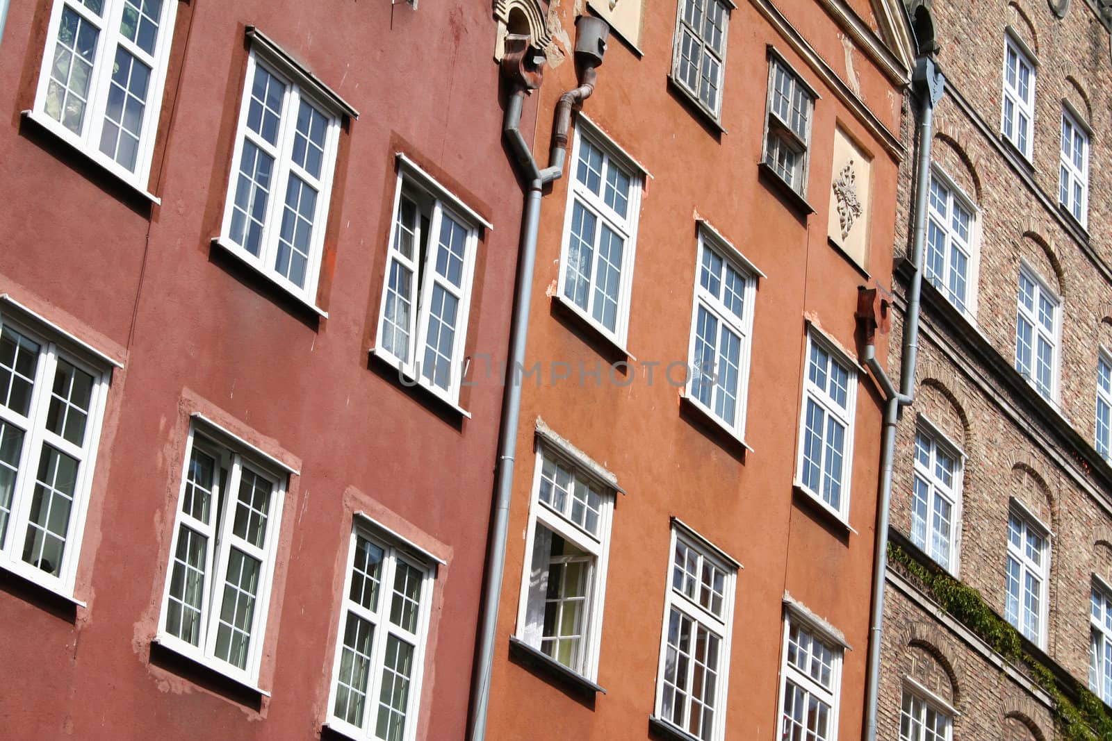 Poland. Gdansk city. Walls of old houses