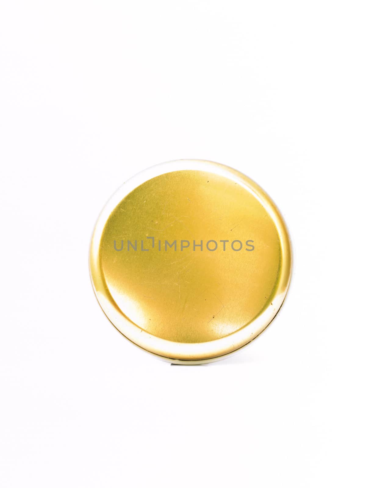 Golden stainless steel of tray back isolated on white background