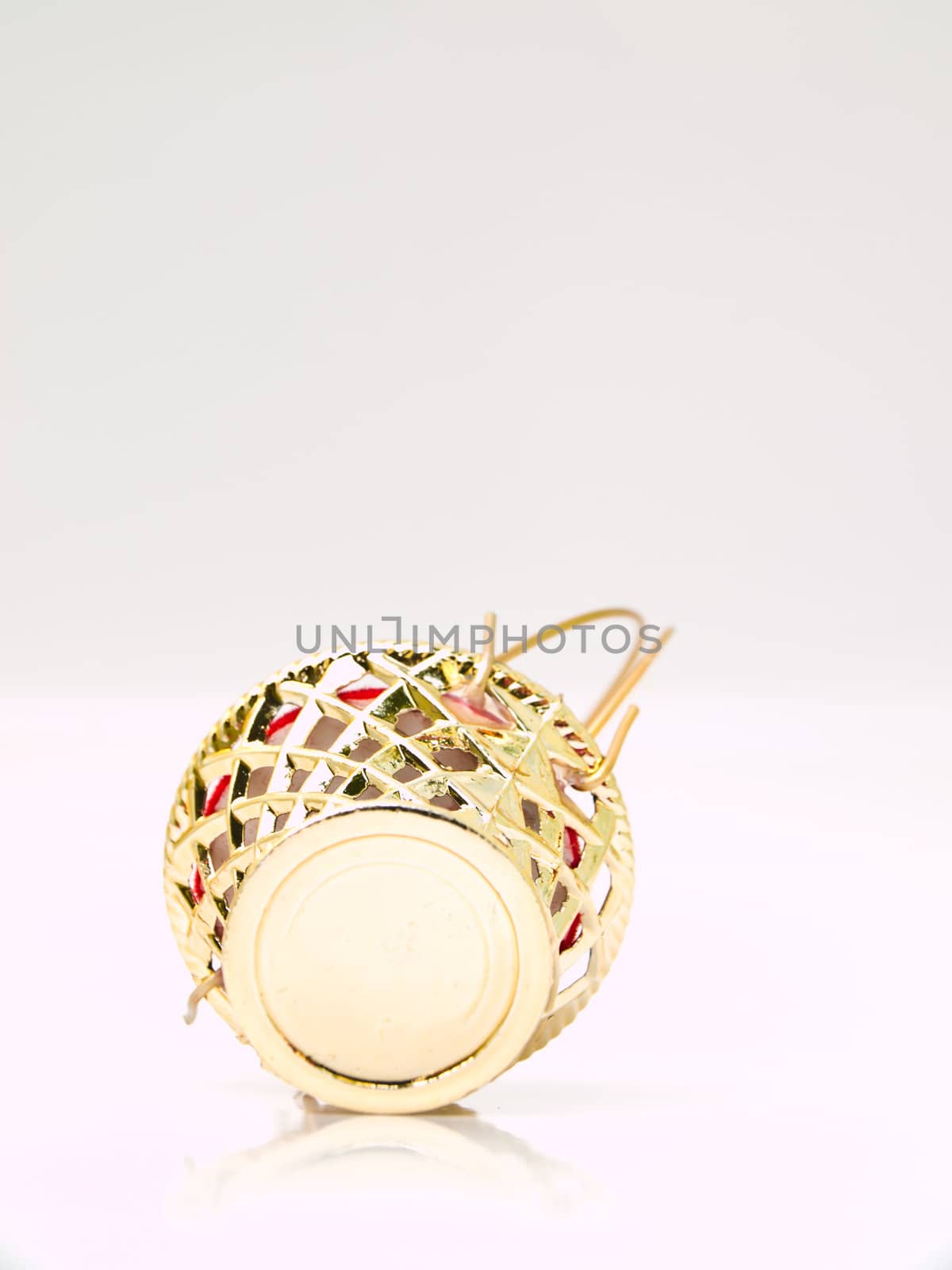 A miniature metalic wicker isolated on white background