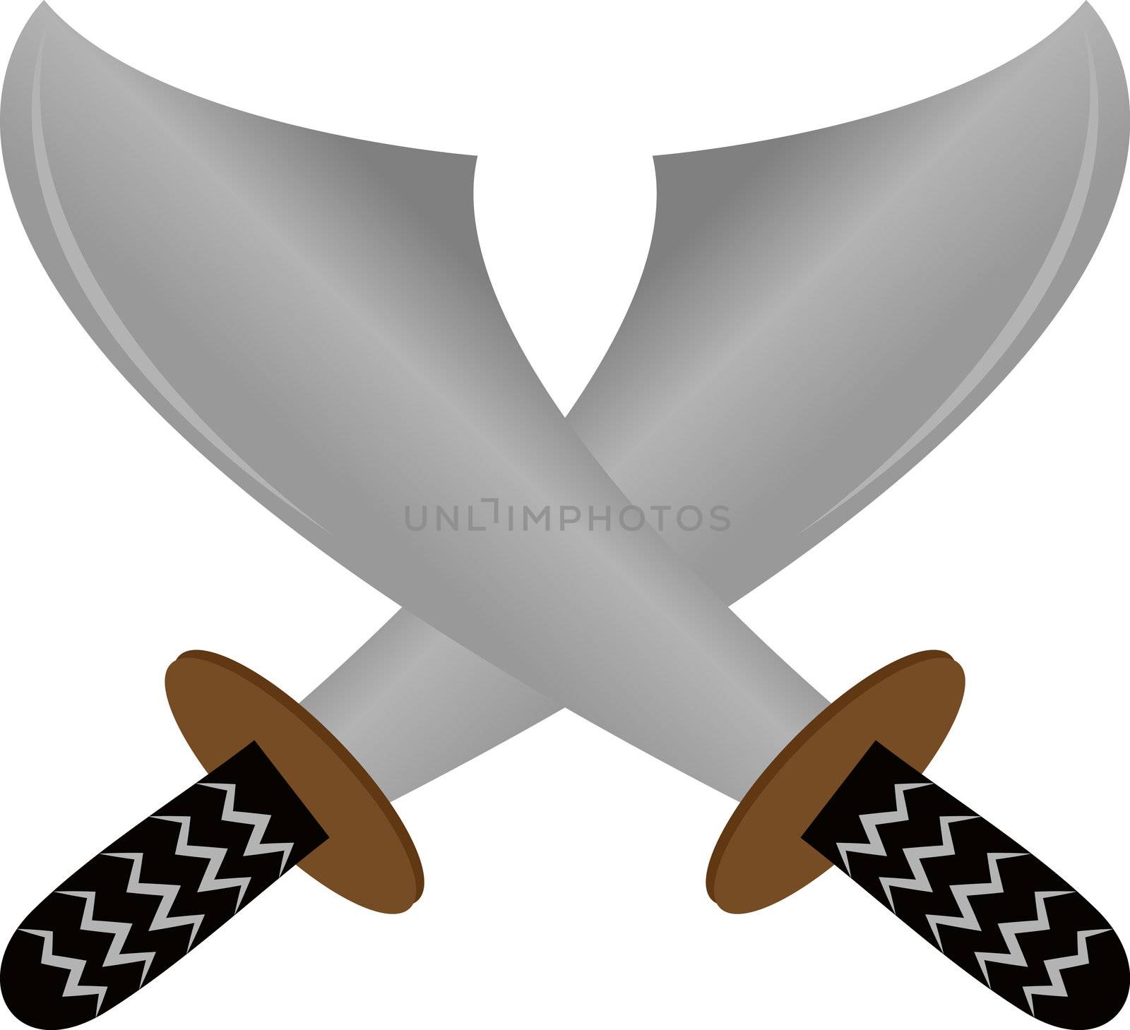 Illustration of two pirate sword on white background by kurapy