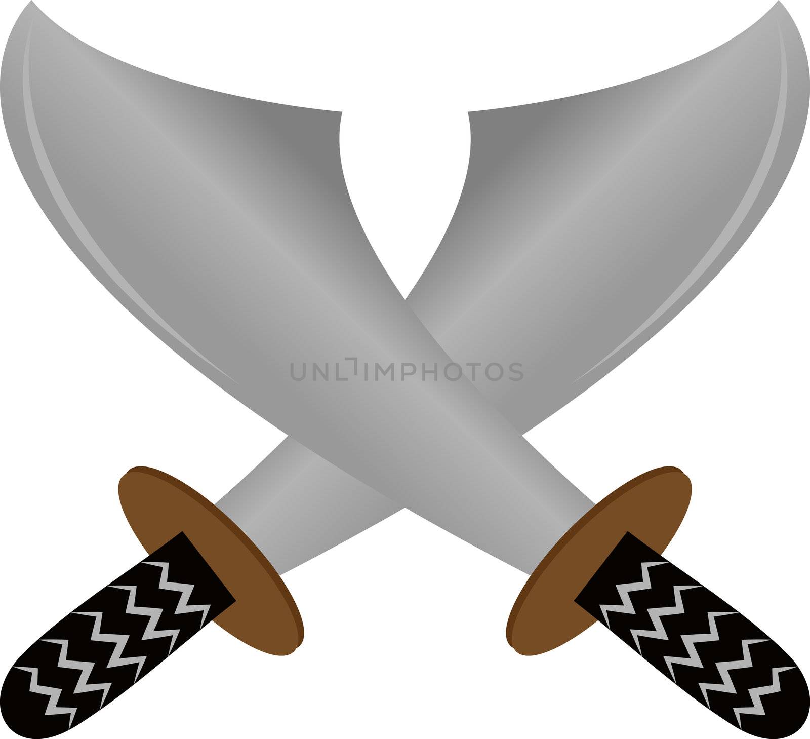 Illustration of two pirate sword on white background