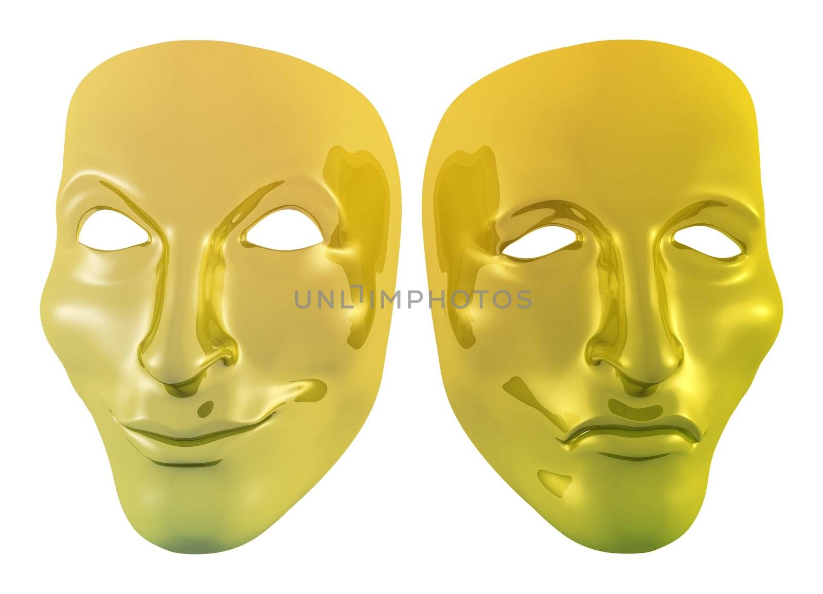 Illustration of a two golden masks