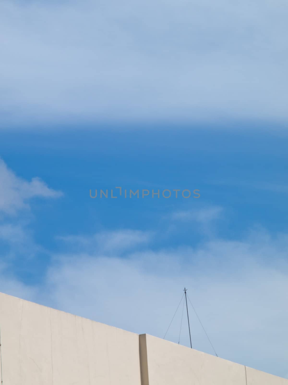 White wall and blue sky