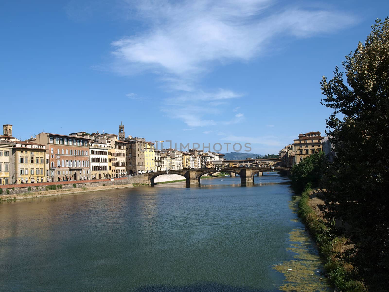Florence - Buildings along Arno seen from Oltrarno