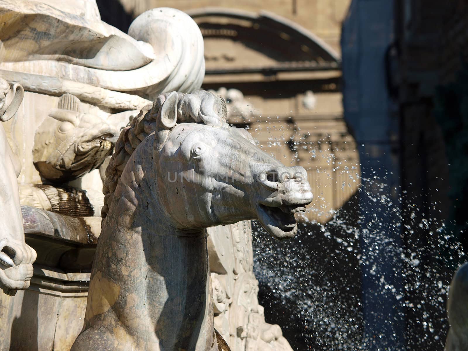 Fountain of Neptune by Bartolomeo Ammannati, in the Piazza della Signoria, Florence, Italy