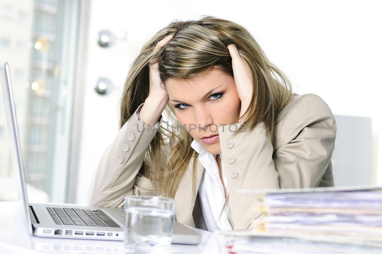 frustrated woman working on computer