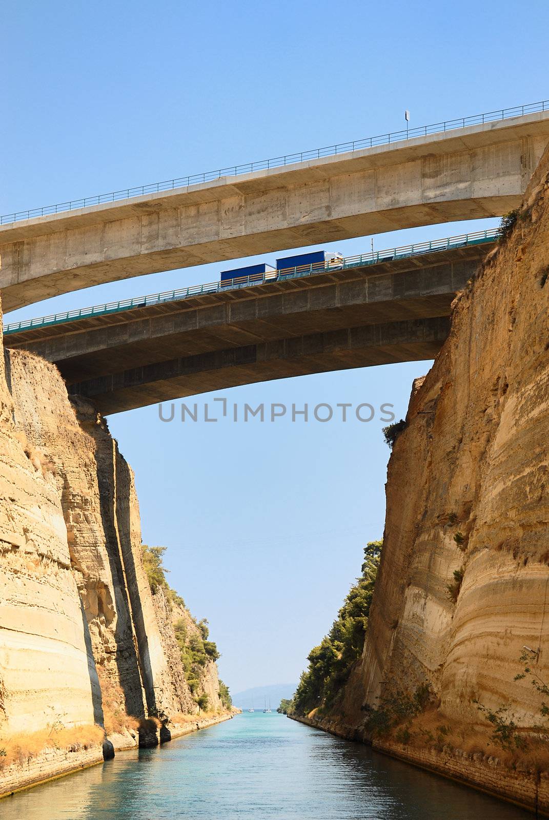 The famous Corinth Canal between Ionian and Aegean seas in Greece